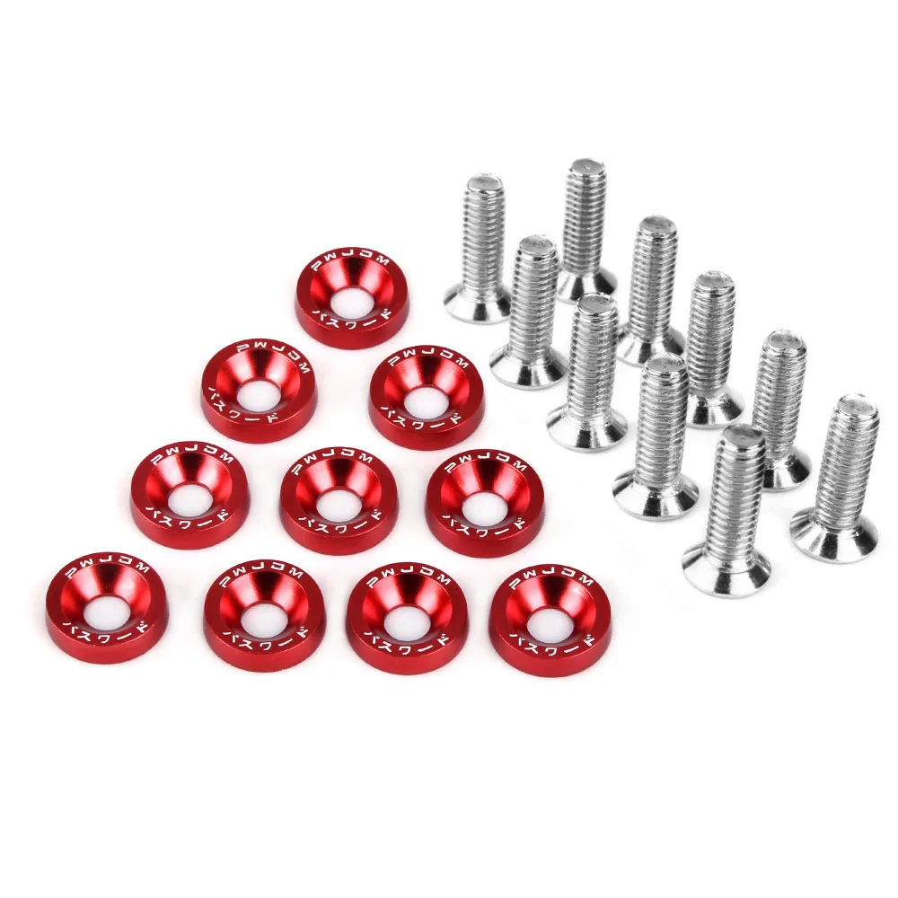 Fender Washers,JDM Style Fender Washer And M6 Bolt for Honda Civic Integra RSX EK EG DC License Plate Bolts (10pcs/Pack) RS-QRF002