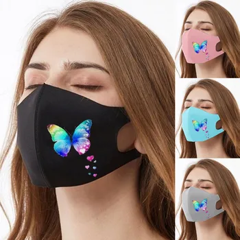 

1pc Butterfly Print Face Mask Adulte Unisex Breathable Masque Respirator Washable Adjustable Earloop Masks Reusable Mascherine