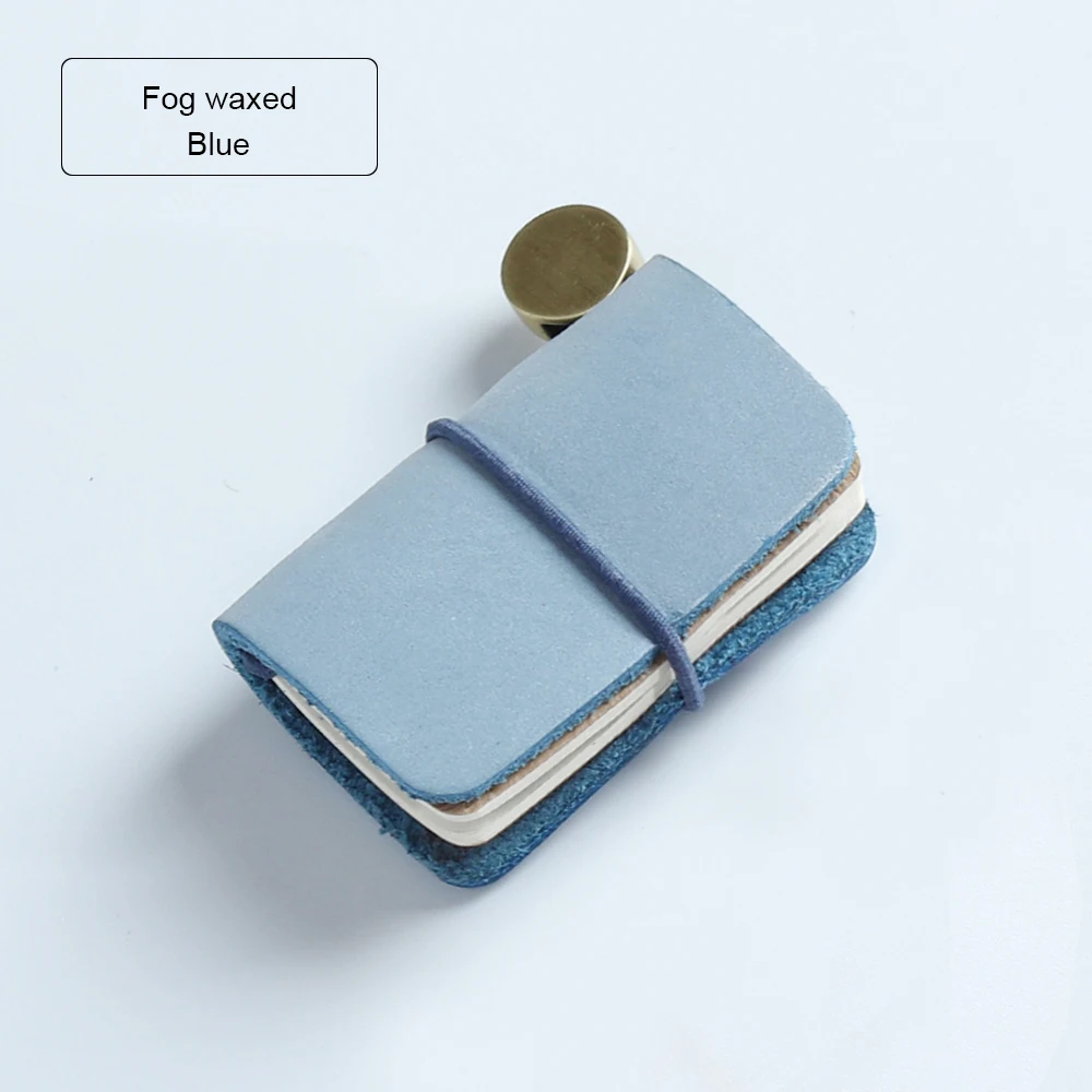 Fog Waxed Blue Записная книжка ручной работы из натуральной кожи, Мини Дневник для путешествий, винтажное украшение, ретро кулон, маленький дневник, милые канцелярские принадлежности - Цвет: Fog Waxed Blue