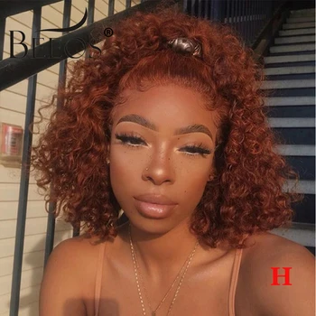 

Beeos Ginger Orange Wig Deep Wave 13*6 Lace Front Human Hair Wigs 150% PrePlucked Remy Colored HD Transparent Lace Wigs