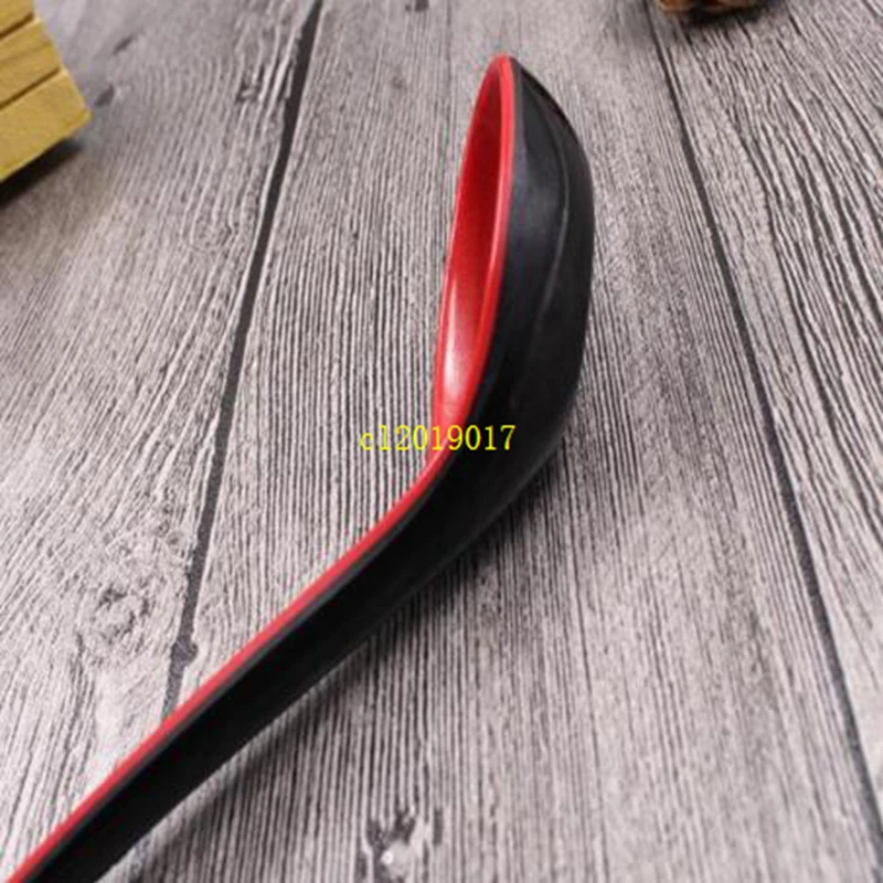 

wholesale 500pcs Red Black Color Home Flatware Japanese Plastic Bowl Soup Porridge Spoon Hot