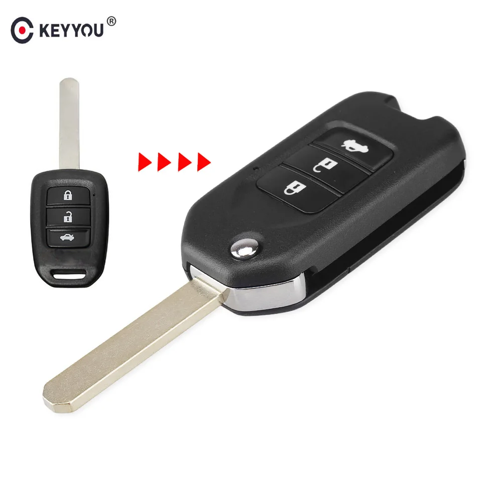 KEYYOU 3 пуговицы изменение флип дистанционный ключ для автомобиля с чехла для Honda Fit vezel XRV City Odyssey Fob корпус для автомобильного ключа крышка