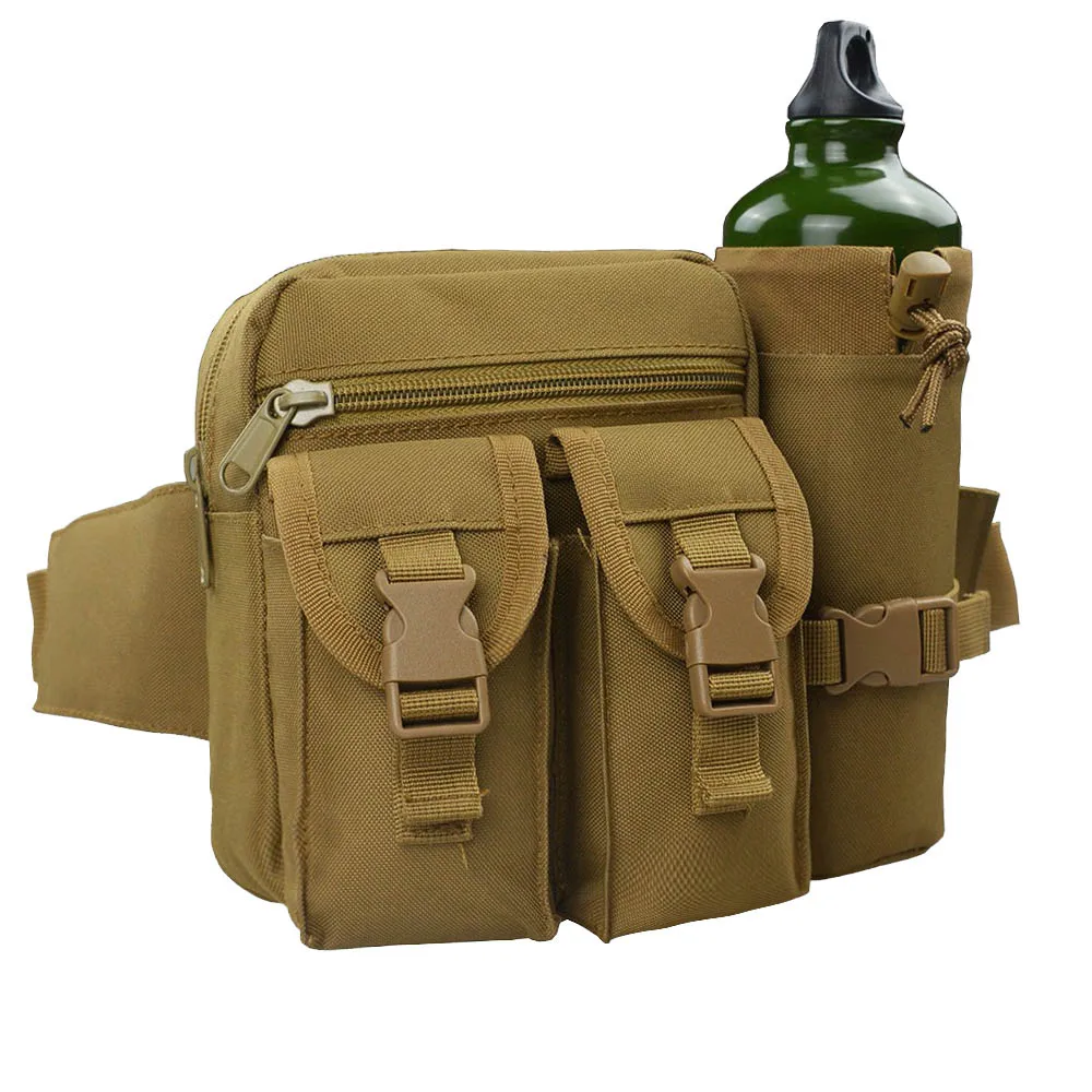 Тактическая Сумка для бутылки на открытом воздухе поясная сумка 900D Военная фляга Держатель Сумка водонепроницаемая хозяйственная сумка для бега скалолазания - Цвет: Tan