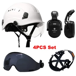 Casque de sécurité avec lunettes, ensemble de doublure, casque rigide de Construction, qualité ABS, protection pour moto, casquette de travail en extérieur 