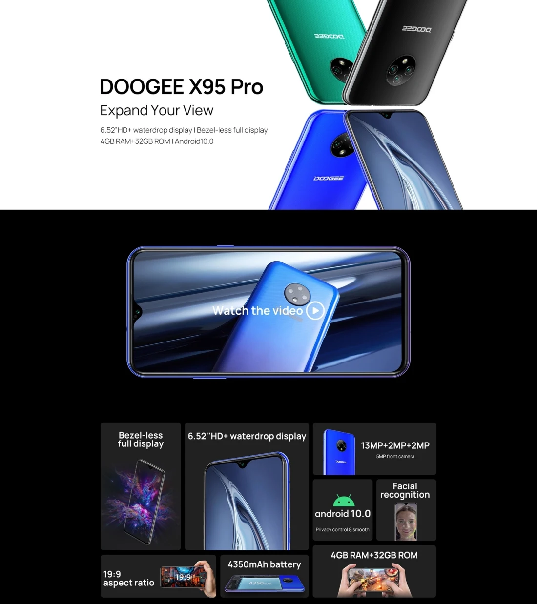 大幅交渉大歓迎　Doogee x95 pro　新品未開封 Doogee X95 Pro 4gb 32gb Cell Phone 4350mah Face Id 6.52 Inch