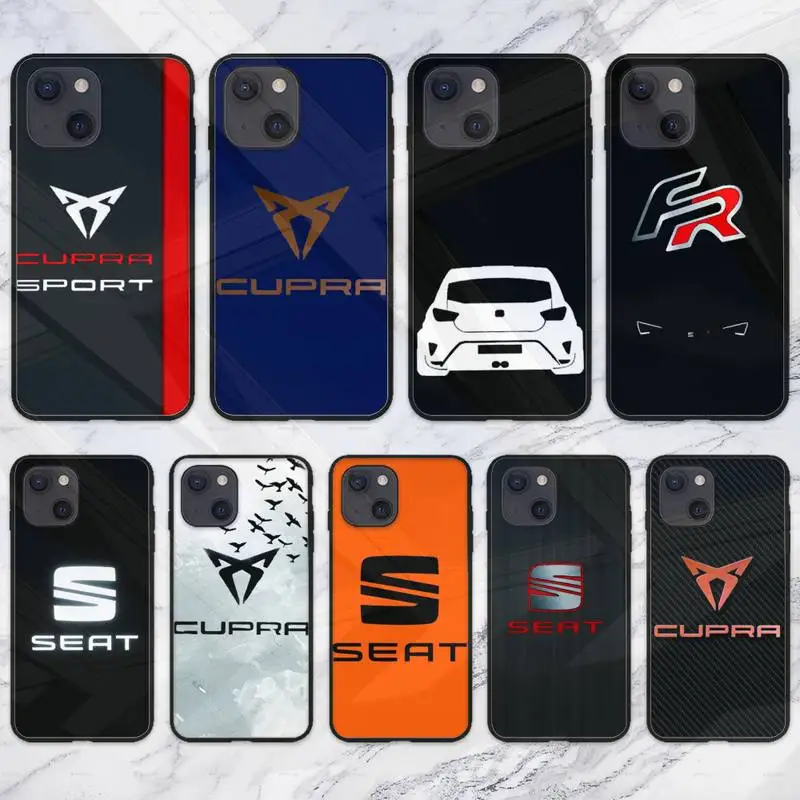 RUICHI Fashion cupras car Phone Case For iPhone 12 Mini 11 Pro XS Max X XR 7 8 Plus Glass Shell | Мобильные телефоны и