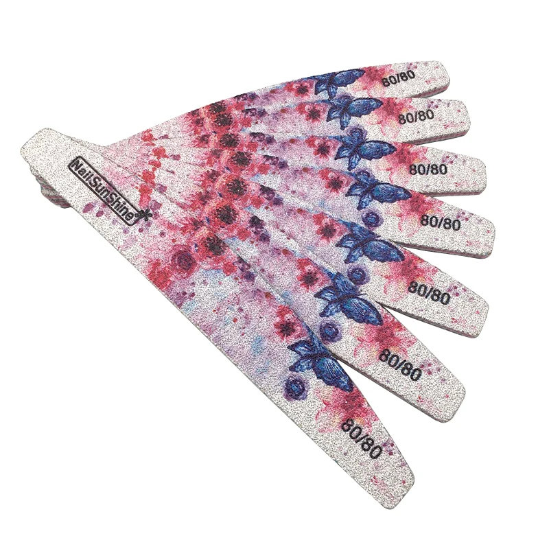 

5Pcs Acrylic Nail File 80/80 Lime A Ongle Professionel Unhas De Gel Nail Files Set Colorful Flower Moon Style Nail Buffer Block
