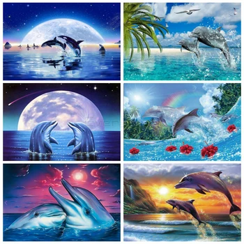 

EverShine Diamond Painting Full Drill Square Animals Diamond Embroidery Dolphin Cross Stitch Rhinestones Art Gift Wall Decor