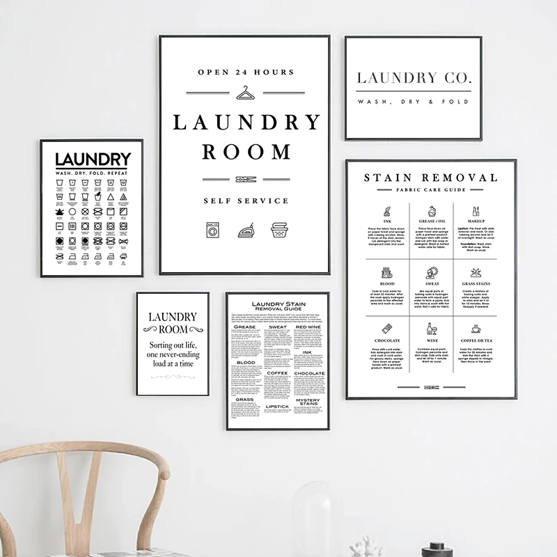 Laundry Room Wall Decor Laundry Room Signs Canvas Prints and Poster Icons Art Painting Picture Modern Wall Decoration