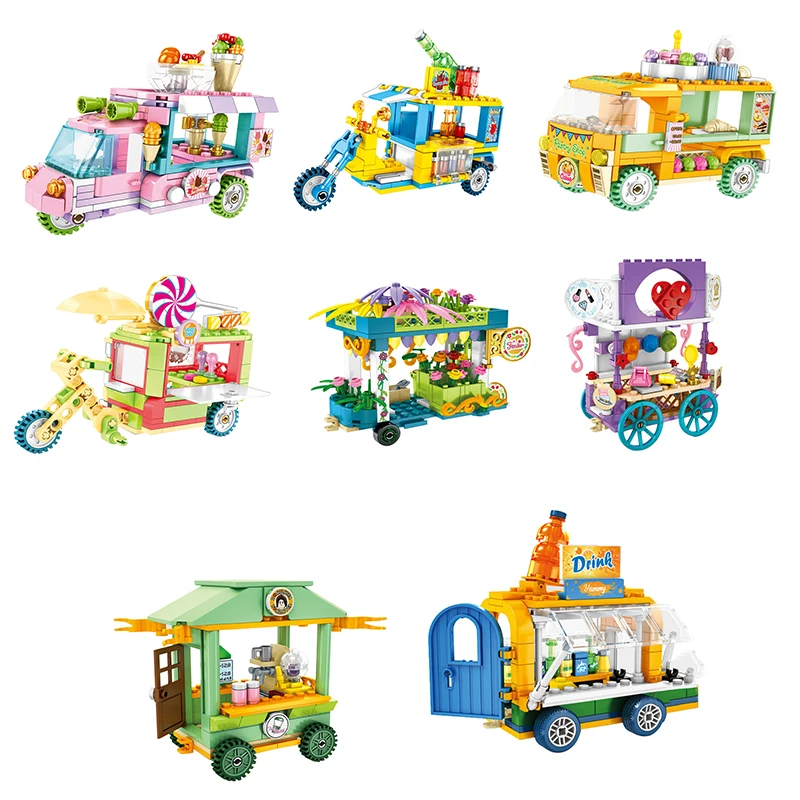 

Legoing City Series Creator Small Car Roadside Stall Snack Catering Car Model With Figures Set Building Blocks Toys For Children