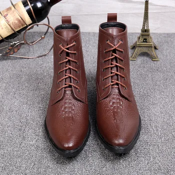 

Martin Boots Men's High Top Men's Shoes Ankle Boots Retro Casual Shoes Ayakkabi Cow Leather Pointed Toe Genuine Leather Rubber