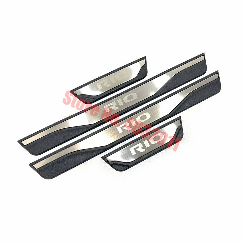 Для kia rio из нержавеющей стали, накладки на пороги, защитная наклейка, накладка, аксессуары для стайлинга автомобилей, 4 шт