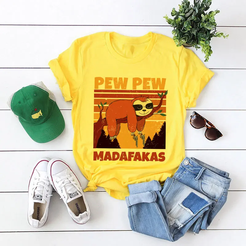 Черная кошка Pew Madafakas забавная Гангстер женская футболка с короткими рукавами