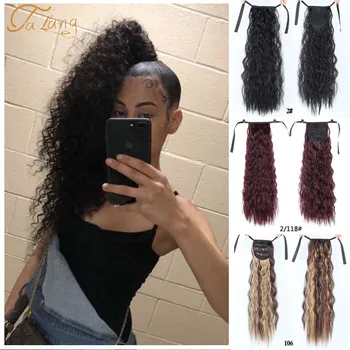 

TALANG Corn Wavy curly Long Ponytail Hair Extensions Ombre ponytail wrapped in hairpin Synthetic Extension