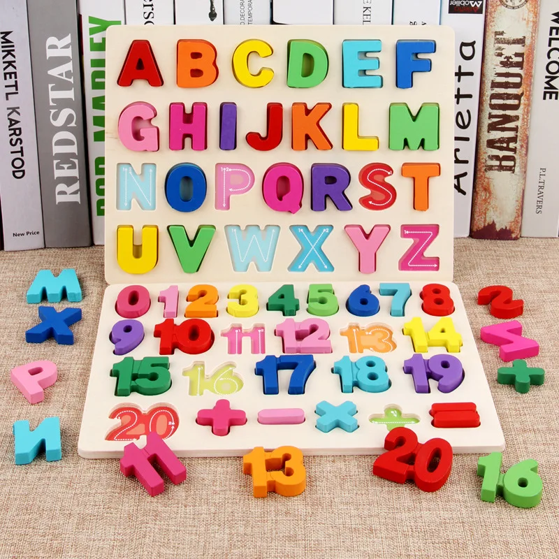 

Shape Puzzle Digital Wooden Toys Early Learning Jigsaw Letter Alphabet Number Puzzle Preschool Educational Baby Toy for Children