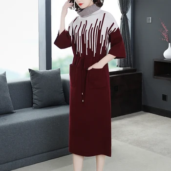 

Women Knitted Bandage Dress Turtleneck Sweater Dresses Spring Autumn Winter Plus Size Clothing Vestidos Mujer 2019 Fairy Dreams