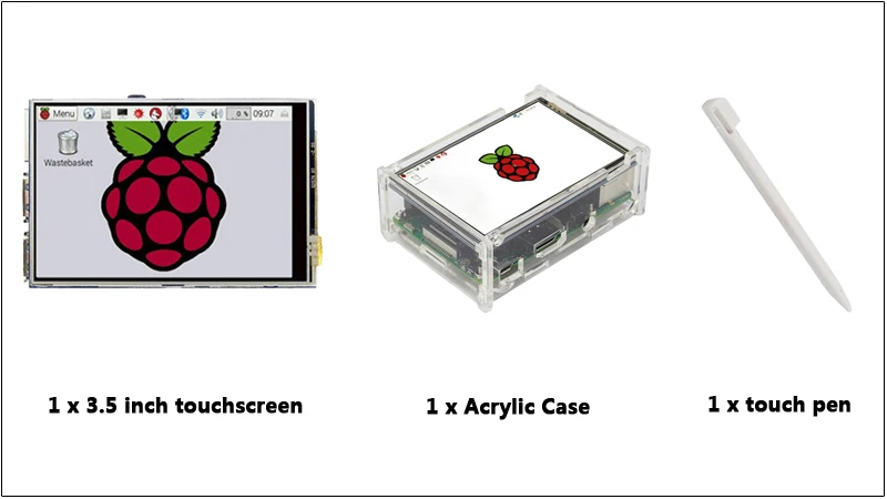 Для Raspberry Pi 4 B/3 B/3 B+ новейший комплект системы охлаждения 3,5 дюймовый ЖК-экран+ прозрачный акриловый корпус+ стилус+ радиатор