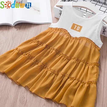 

Sodawn 2020 Summer Spring Casual Kids Baby Girl Dress Letter Print Sleeveless Straight Dress Children Clothing