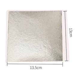 100 Pieces of Green and Gold Foil Leaf Sheets for Art, Crafts, Furniture Decoration, and Nail Art (Antique Silver)