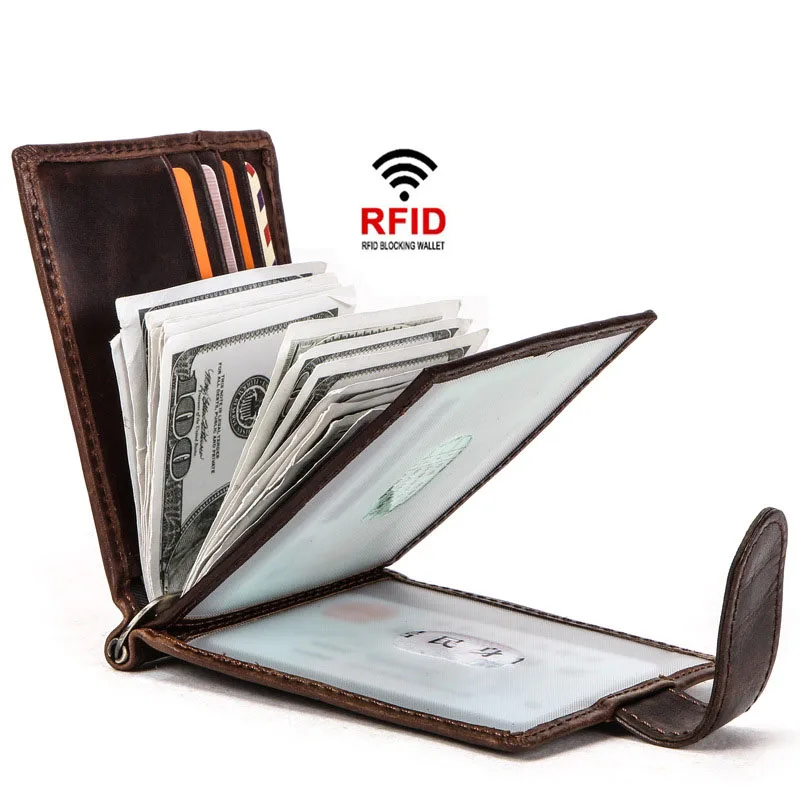 MRF53 crazy horse воловья кожа RFID мужской карт-Холдер, кошелек Миниатюрный держатель карт с карманом для монет мужской маленький тонкий бумажник walet