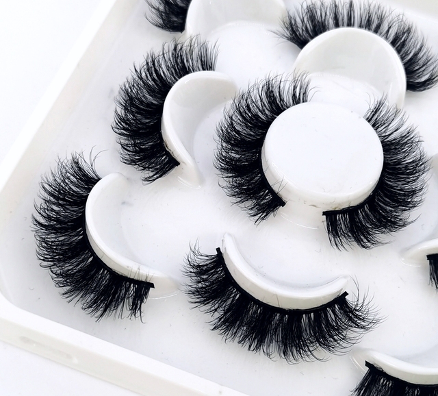 5 pairs 3D mink false eyelashes natural makeup eyelash extension long cross volume soft fake eye lashes winged faux cils