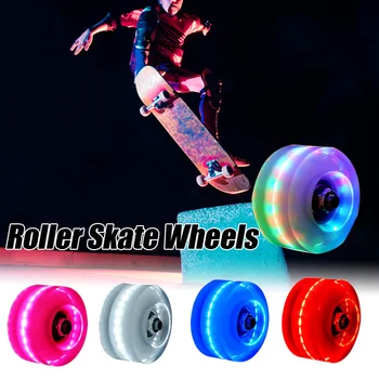 

4pcs Skating Light Up With BankRoll Bearings For Adults Kids PU Luminous Led Sliding Double Row Roller Skate Wheels Outdoor