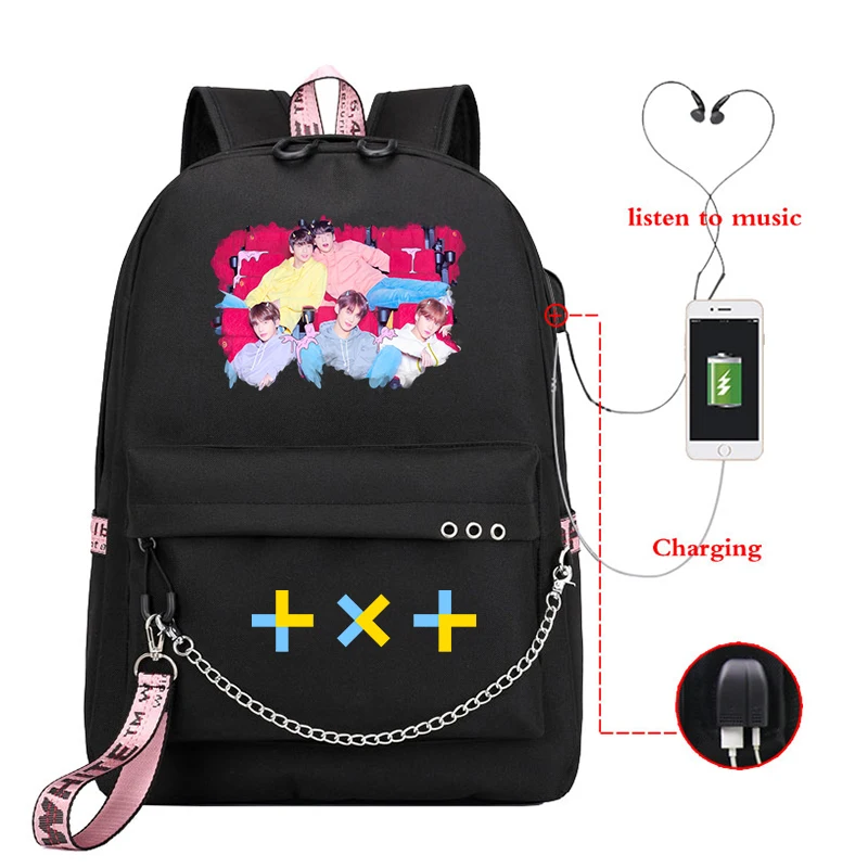 Mochila Bookbag Kpop TXT женский рюкзак Tomorrow X Together корейский USB зарядка для ноутбука мужчин