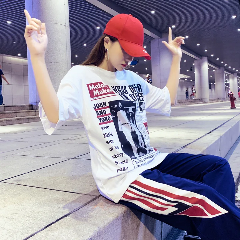 

Photo Shoot 2019 Summer New Style Loose-Fit Slimming Online Celebrity Sports Leisure Suit Hip Hop Western Style Fashion Summer W