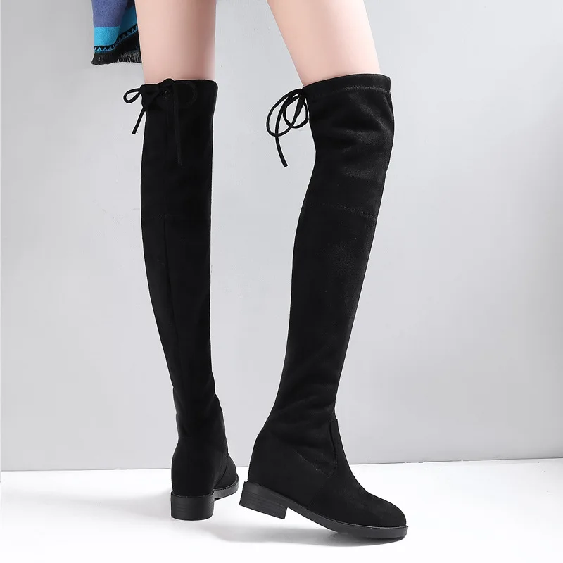 

Small Chili Over-the-knee Boots Women's 2019 Autumn And Winter New Style Stovepipe Elasticity Boots Flat Elevator Recruit Agents
