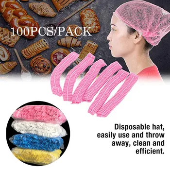 

100 PCS Disposable Hair Shower Cap Non Woven Pleated Anti Dust Hat Hotel Salon Supplies Set Non-woven Bouffant Shower Caps#Y20