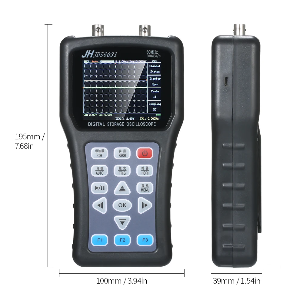 Портативный цифровой 1CH Осциллограф портативный измеритель объема 30 МГц 200MSa/s с USB зарядное устройство зонд кабель набор usb осциллограф
