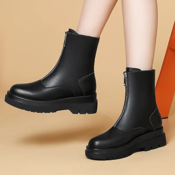 

Fashion Boots Women Autumn/Winter Ankle Boots Short Martins Boots Women Shoes Genuine Leather Thick bottom Women Shoes 2-9757