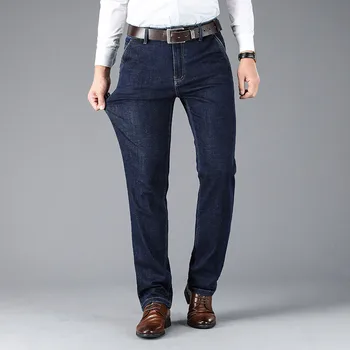 

Jeans Men's Autumn and Winter Thick High Waist jeans Men's Loose Straight Modal Stretch Casual Large size jeans