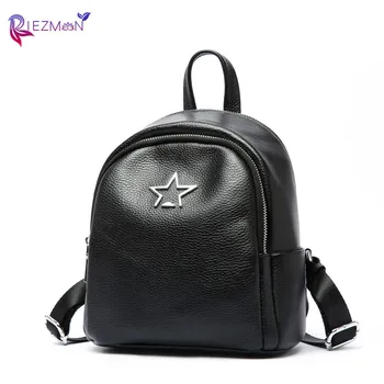 

Riezman Women Backpack 2020 New Genuine Leather Back Pack Pentagram Design Small Backpack Travel Backpack Bookbag Shoulder Bags