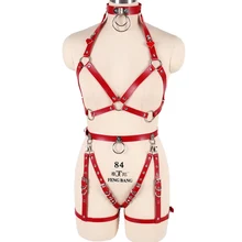 Полный корпус кожаный ремень безопасности бюстгальтер бандаж Готический Нижнее белье с заклепками набор свадебный фестиваль стимпанк ноги подвязки ремни чулок Adjus