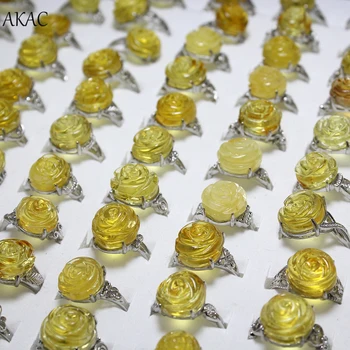 

1ring/set AKAC natural approx12-13mm Bee wax Amber rose shape white copper adjustable ring for women men send randomly wholesale