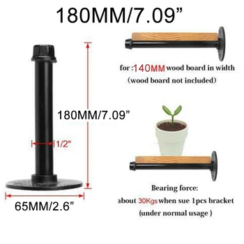 

1 Pc Industrial Steel Iron Pipe Shelf Bracket Holder With Screws DIY Home Décor