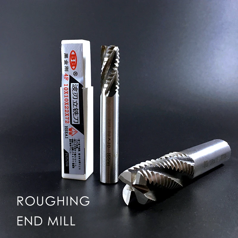 Black Blade Roughing Cutter and Face End Mill HSS AL 2 3 4 Flute 6mm 8mm 10mm 12mm 20mm