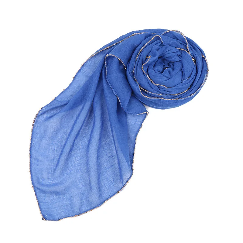 Мусульманский soild ткань цепочка шарф с бахромой хиджабы исламские женские головные уборы шарф foulard хиджаб femme musulman арабский головной убор
