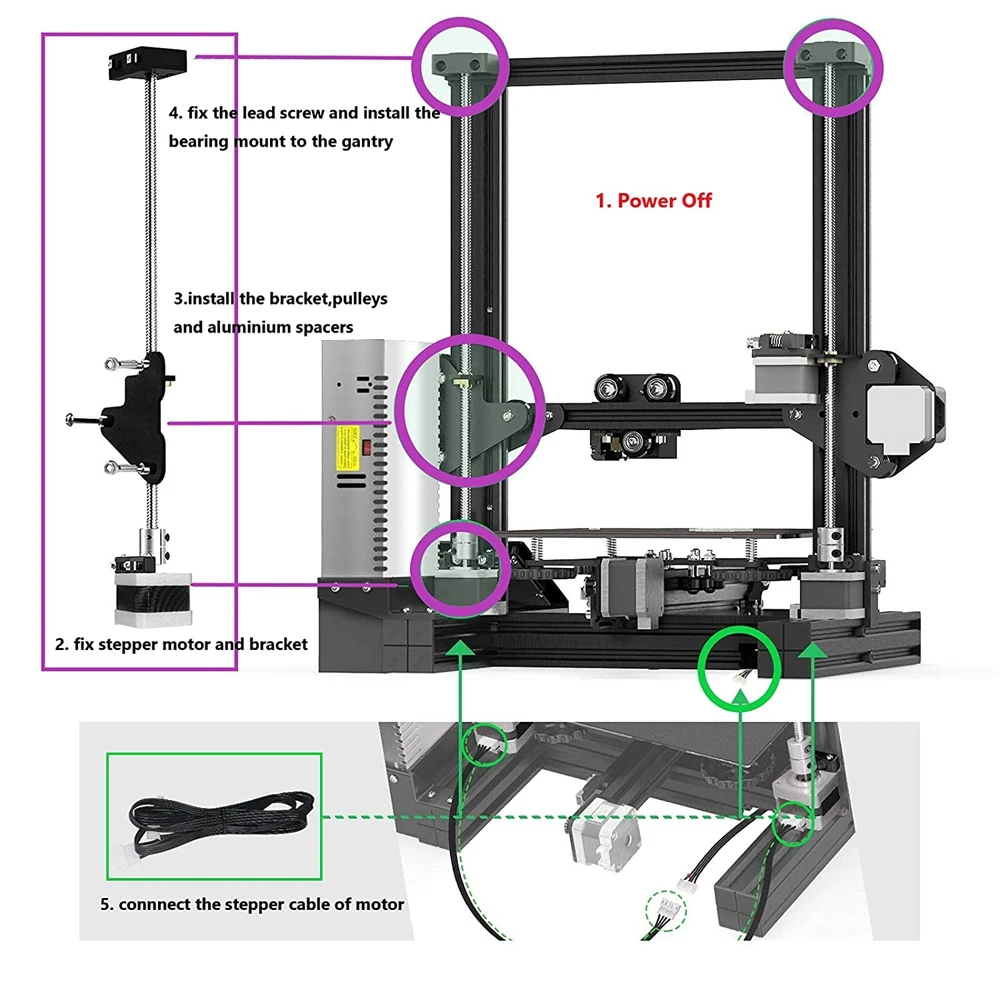 head thermal printer Dual Z Axis Upgrade Kit with Lead Screw Stepper Motor for Creality Ender 3/Ender 3 Pro/Ender 3 V2 3D Printer Parts hp printhead