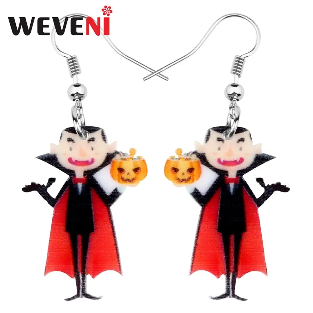 

WEVENI Acrylic Halloween Anime Gentlemen Pumpkin Earrings Drop Dangle Festival Decoration Jewelry For Women Girl Teen Party Gift