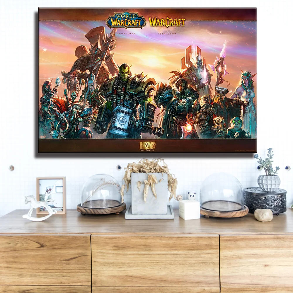 Карта мира Warcraft плакат Холст Картина настенное искусство наклейки отличная игра плакат мир обои с картой декор гостиной