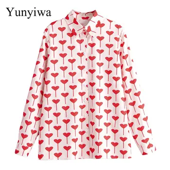 

2020 Women's Peach Print Long-sleeved Shirt Womens Blouse Tops Casual Vintage Shirts Clothes Blusas Camisas Mujer