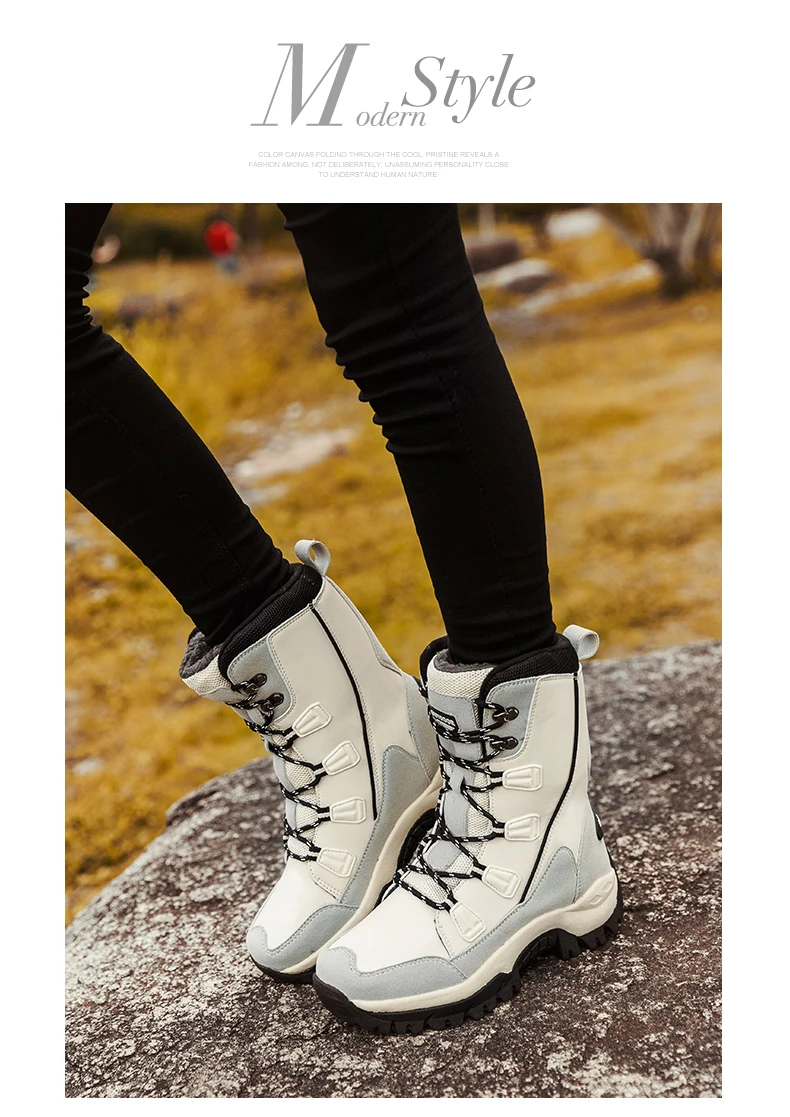 Высокие зимние походные ботинки с мехом; уличная походная обувь; женская теплая зимняя обувь