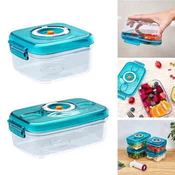 

Portable Vacuum Container Plastic Food Storage Container With Lid and Pump Damp Proof Large Capacity Home Box For Home Office