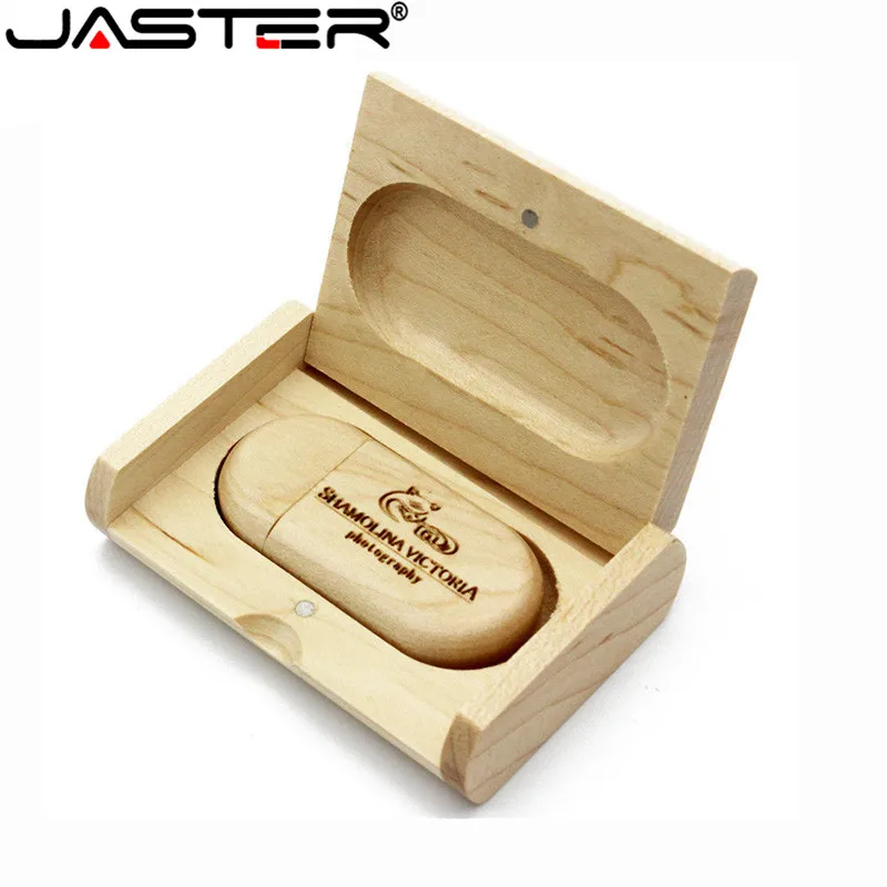 Деревянный USB флеш накопитель JASTER + упаковочная коробка красная деревянная