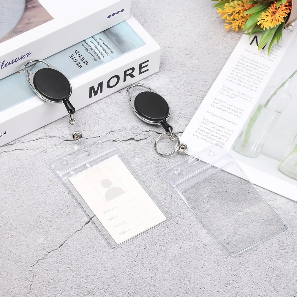 Unisex ID Retractable Badge Holder Reel & Double Sided ID Card Badge Holder Hard Plastic Protector Cover Card Sleeve id card holder id card case passport holder