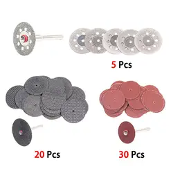 Herramienta rotativa amoladora, hoja de sierra Circular para carpintería, accesorio rotativo de Mini taladro de Metal, disco de corte de diamante, herramientas abrasivas, 60 uds.