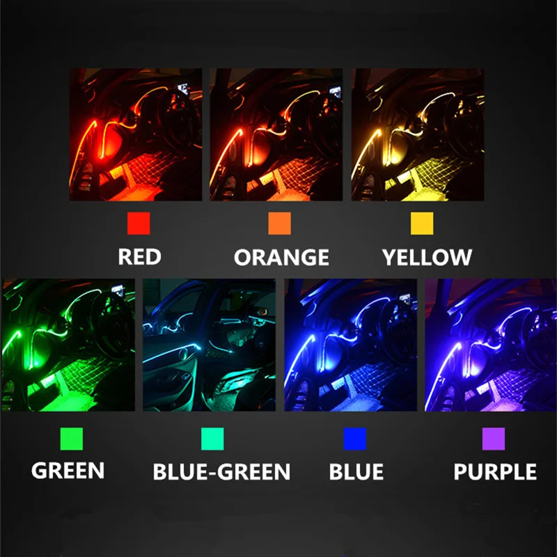 10 в 1 RGB светодиодный светильник для салона автомобиля Многоцветный EL неоновый светильник с полосками звук активный Bluetooth телефон контроль атмосфера светильник 12 В
