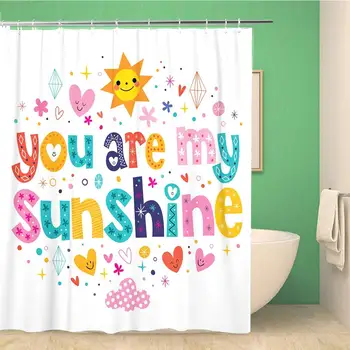 

Bathroom Shower Curtain Sparkle You are My Sunshine Sweetheart Text Affection Affectionate Waterproof Bath Curtain Set with